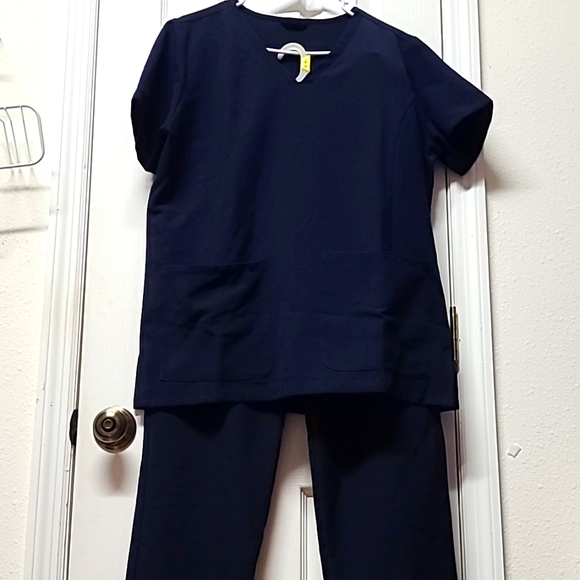 Scrubs set Noflik Women's XL Anti-Wrinkle Soft Stretch V Neck Navy Blue FIGS st - Picture 1 of 10